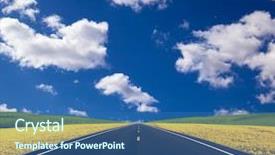  Presentation with field - Colorful PPT theme enhanced with road traveling through a canola backdrop and a ocean colored foreground