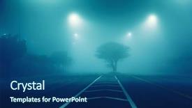  Presentation with foggy - Amazing slide set having road tree perspective at night backdrop and a ocean colored foreground