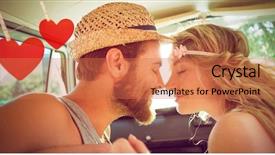  Presentation with road trip - Cool new PPT theme with road trip against heart backdrop and a coral colored foreground