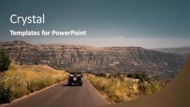  Presentation with road safety drive - Colorful PPT theme enhanced with road-trip-car-drives backdrop and a ocean colored foreground