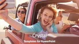  Presentation with road trip signs - Audience pleasing PPT theme consisting of road trip in convertible car backdrop and a red colored foreground