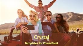  Presentation with road trip - Beautiful presentation theme featuring road trip in convertible car backdrop and a tawny brown colored foreground