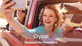  Presentation with road trip - Colorful PPT theme enhanced with road trip in convertible car backdrop and a red colored foreground