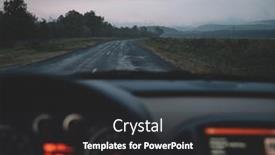  Presentation with road trip - PPT theme with road-trip-on-foggy-road background and a dark gray colored foreground