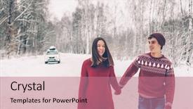  Presentation with christmas red - Slides having road trip on the january background and a coral colored foreground