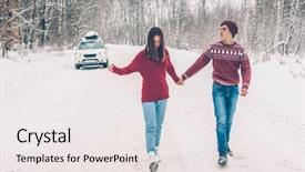  Presentation with christmas red - Audience pleasing theme consisting of road trip on the january backdrop and a sky blue colored foreground