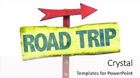  Presentation with road trip - Audience pleasing presentation theme consisting of road trip sign isolated backdrop and a white colored foreground