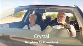  Presentation with old car - Slide set with road trip travel and old background and a coral colored foreground