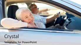  Presentation with old people - Audience pleasing presentation theme consisting of road trip travel and old backdrop and a light blue colored foreground