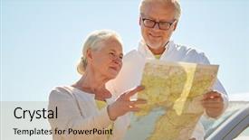  Presentation with old people - Beautiful slide set featuring road trip travel and old backdrop and a coral colored foreground