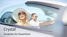  Presentation with road trip cars - Beautiful theme featuring road trip travel dating couple backdrop and a lemonade colored foreground