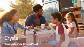  Presentation with picnic - Theme consisting of road trips kids - family having a picnic beside background and a coral colored foreground