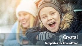  Presentation with forest and black car - PPT layouts enhanced with road trips kids - happiness caucasian smilling boy background and a ocean colored foreground