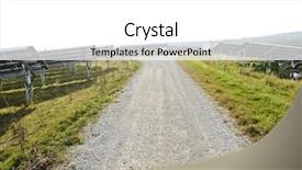  Presentation with solar panels - Slide set consisting of road trough solar panels field background and a white colored foreground