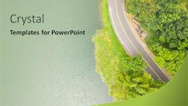  Presentation with forest road - Presentation theme having road-under-forest-near background and a mint green colored foreground