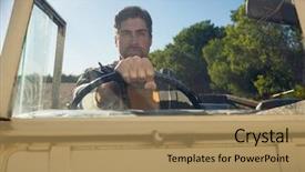  Presentation with windshield - Amazing theme having road vehicle seen through windshield backdrop and a  colored foreground