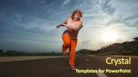  Presentation with health woman running female runner - Slide deck consisting of road wellness - plus size woman running healthy background and a tawny brown colored foreground