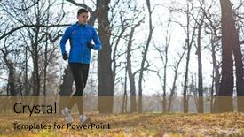  Presentation with adventure sports man - Beautiful theme featuring road wellness - young sports man running backdrop and a coral colored foreground