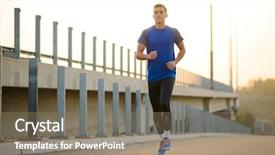  Presentation with adventure sports man - Theme featuring road wellness - young sports man running background and a violet colored foreground