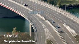  Presentation with crossing bridge - Amazing PPT theme having road wien - highway bridge with low traffic backdrop and a gray colored foreground