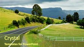  Presentation with canals farm land drought - PPT theme consisting of road winding through farm land background and a tawny brown colored foreground