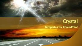  Presentation with satellite in a dark sky - PPT theme having road with a dark sky background and a tawny brown colored foreground