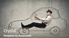  Presentation with driving road - Slide set having road with a designed car background and a gray colored foreground