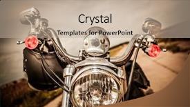  Presentation with motorcycle - PPT theme consisting of road with a helmet background and a mint green colored foreground