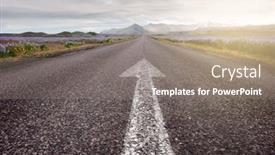  Presentation with asphalt road - Slides having road-with-arrow-on-asphalt background and a  colored foreground