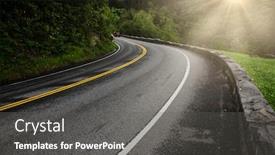  Presentation with summer trees - Theme enhanced with road with cars curve summer green trees and sun background and a gray colored foreground