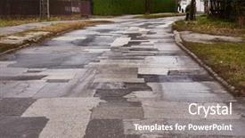  Presentation with road quality - Presentation featuring road with many patches potholes background and a gray colored foreground