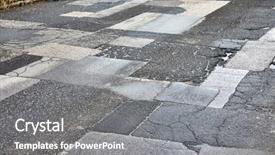  Presentation with road quality - Cool new theme with road with many patches potholes backdrop and a gray colored foreground