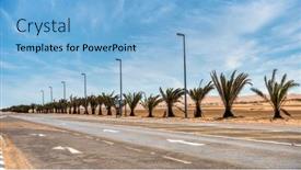  Presentation with palm trees on a - Presentation design featuring road-with-palm-trees background and a light blue colored foreground