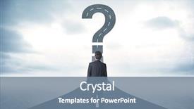  Presentation with question - Presentation design consisting of gps maze - business person lokking at road background and a  colored foreground