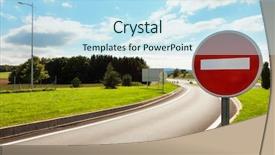  Presentation with road - PPT theme enhanced with road with road sign prohibiting background and a sky blue colored foreground
