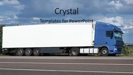  Presentation with cargo transportation - Theme featuring road with white blank container background and a teal colored foreground