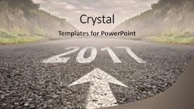  Presentation with road - Cool new presentation theme with road with year 2017 painted backdrop and a soft green colored foreground