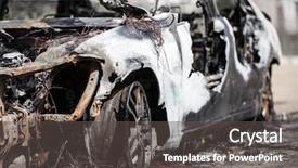  Presentation with burnt - PPT theme consisting of scorched - road wreck accident or arson background and a dark gray colored foreground