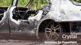  Presentation with road accident - Amazing slide set having road wreck accident or arson backdrop and a tawny brown colored foreground