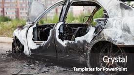  Presentation with road accident - Audience pleasing PPT theme consisting of road wreck accident or arson backdrop and a dark gray colored foreground