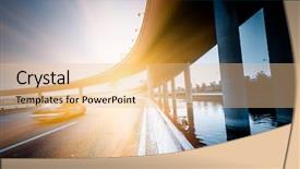  Presentation with china shanghai - PPT theme enhanced with roadbridge - concrete road curve of viaduct background and a lemonade colored foreground