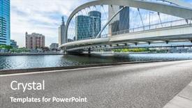  Presentation with sky blue - PPT theme consisting of roadbridge - empty floor and city skyline background and a  colored foreground