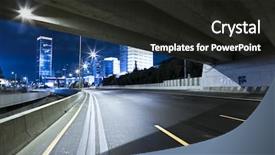  Presentation with freeway - Presentation theme with roadbridge - empty freeway at night background and a dark gray colored foreground