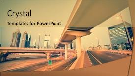  Presentation with city roads - Cool new slide deck with roadbridge - evening landscape of a modern backdrop and a  colored foreground