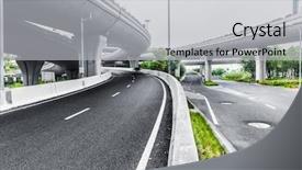  Presentation with bridge overpass - Beautiful slide deck featuring roadbridge - overpass bridge low angle view backdrop and a light gray colored foreground