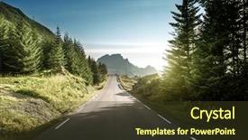  Presentation with norway - Cool new PPT layouts with roadbridge - road in mountain lofoten islands backdrop and a tawny brown colored foreground