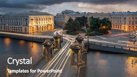 Presentation with long bridge - Audience pleasing slide deck consisting of roads and bridge of lomonosov backdrop and a tawny brown colored foreground