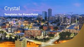  Presentation with seattle - Presentation design featuring roads-and-buildings-in-downtown background and a teal colored foreground