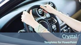  Presentation with driving - Audience pleasing slide set consisting of roads black white - close up of woman hands backdrop and a ocean colored foreground