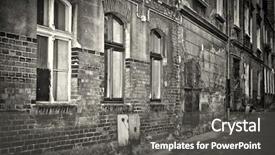  Presentation with architecture old - PPT theme featuring roads black white - old brick architecture in grudziadz background and a dark gray colored foreground